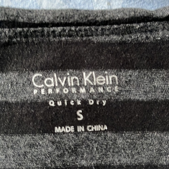 Calvin Klein Performance Quick Dry Long Sleeve Striped Gray/Black  Size S - Picture 7 of 7